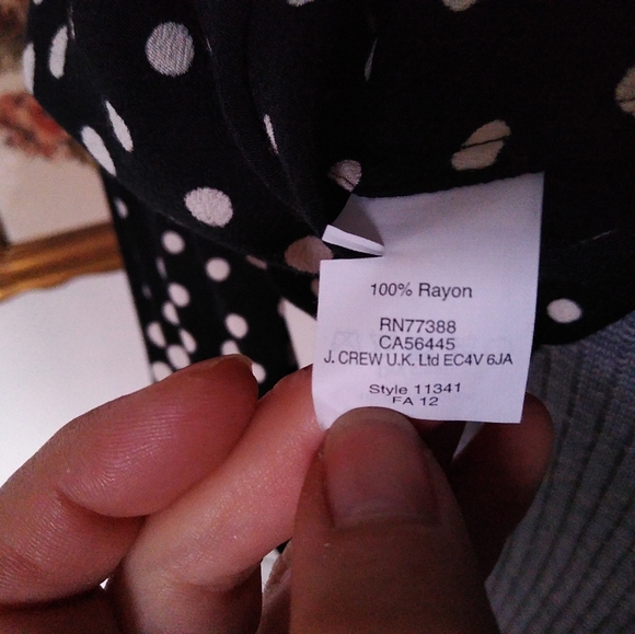 J. CREW Black and White Polka Dot Long Sleeve Blouse - Picture 7 of 7